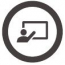 Icon of a person pointing at a screen or board