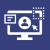 Icon of a computer monitor with various icons